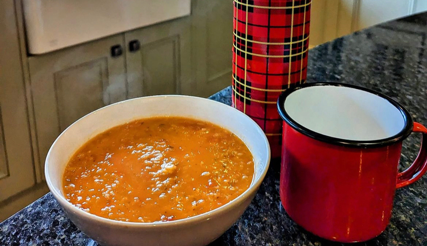 Thermos-Cooked Red Lentil Soup