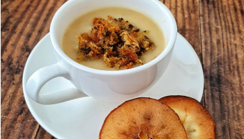 Sarah’s Celeriac and apple soup with stuffing crumble